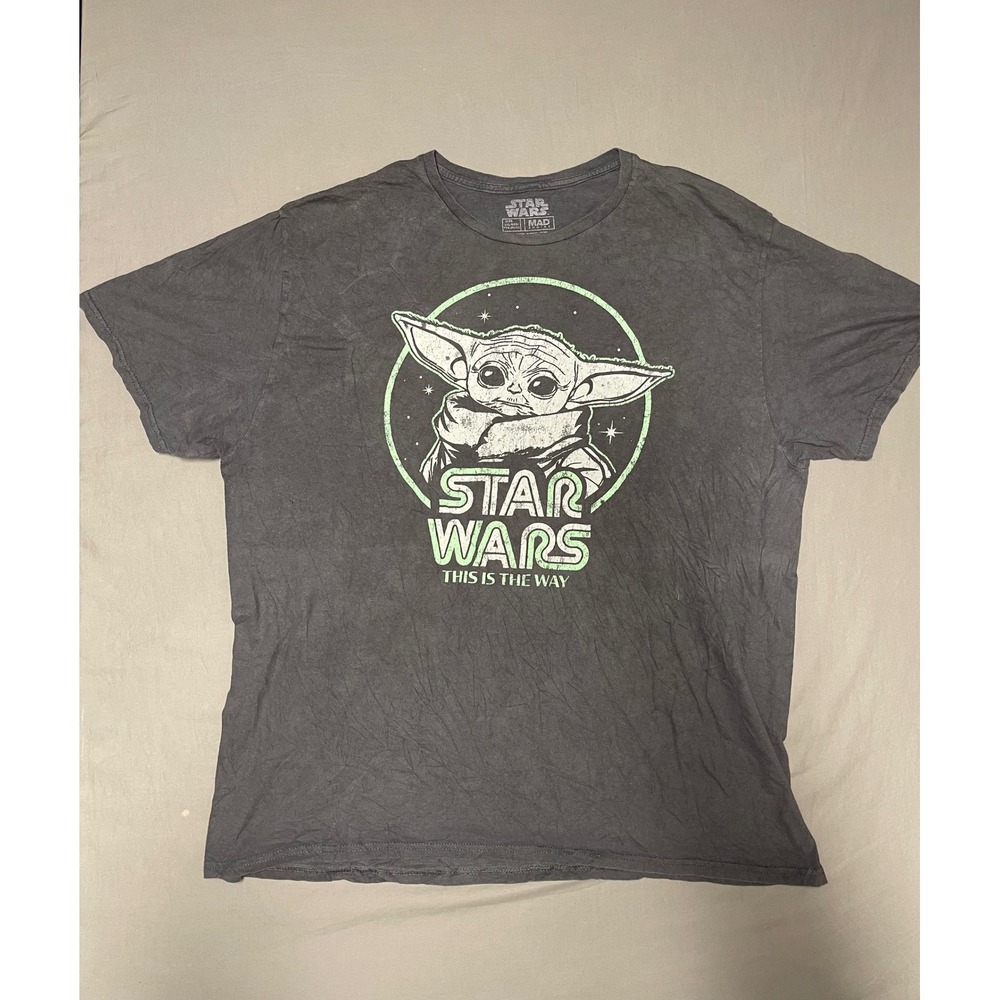 Star Wars Mad Engine Grogu Baby Yoda This Is The Way Gray Graphic T-Shirt XXL